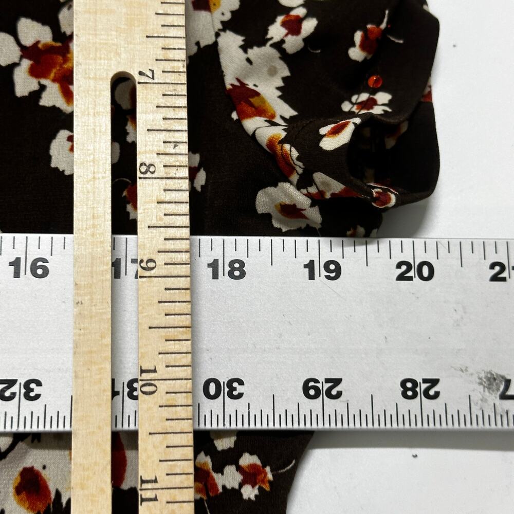 Y2K 90s Studio 1940 Blouse Size L Brown Floral V Neck Floral Retro Romantic Date - Picture 8 of 8